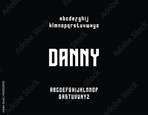 Modern geometric sans-serif typeface alphabet and example name "Danny".