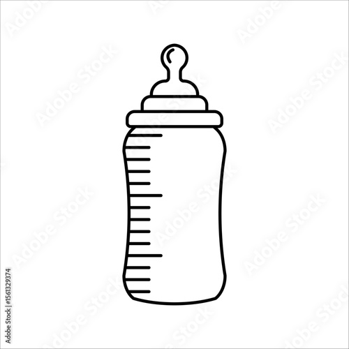 milk bottle icon in line art style, baby symbol, milk bottle icon vector