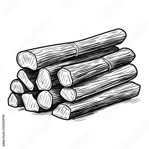 Cozy Cartoon Bundle of Firewood Vector Illustration