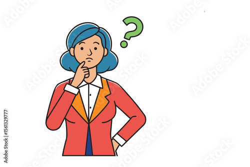 Pensive Thought: Capturing a moment of introspection, a woman ponders, a question mark hovering overhead, as she grapples with decisions.