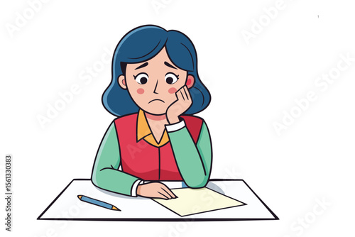 Exam Stress and Anxiety: Depiction of a student, conveying a moment of worry and apprehension during an exam or academic challenge.
