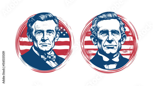 Presidents Day Emblems Bundle Vector Illustrations