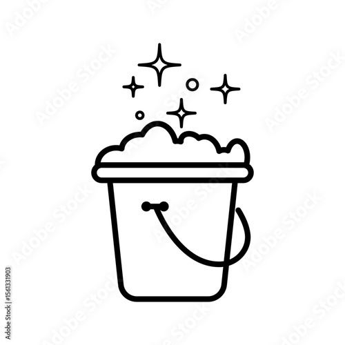 bucket icon. Cleaning concept. Vector linear icon isolated on white background.