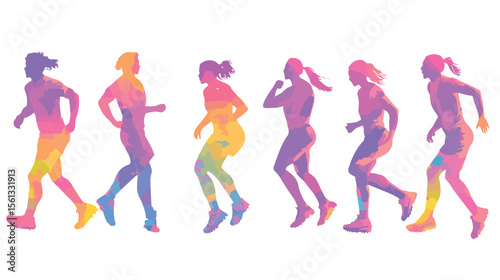 Bundle of Ten Athletes Practicing Various Colorful Sports