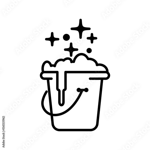 bucket icon. Cleaning concept. Vector linear icon isolated on white background.