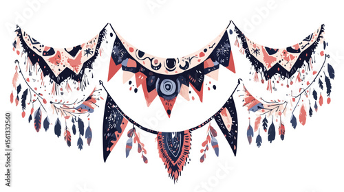 Hand Drawn Bunting Element Flat Vector Illustration