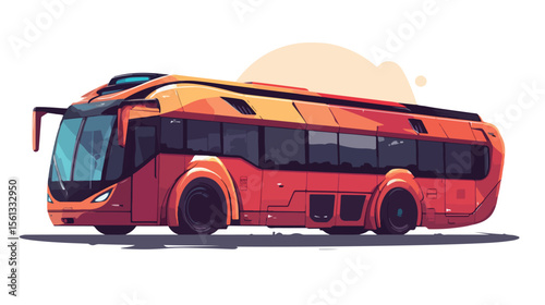 Modern Bus Transport Vehicle Flat Vector Illustration