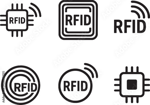 Radio RFID icon logo set