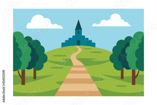 Serene Hilltop Church A Picturesque Path to Tranquility