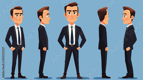 Professional Businessman Cartoon Character Flat Vector Illustration