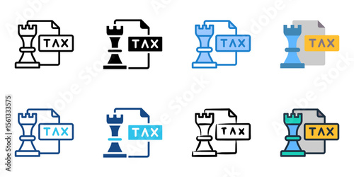 Tax planning strategies icon set multiple style collection 
