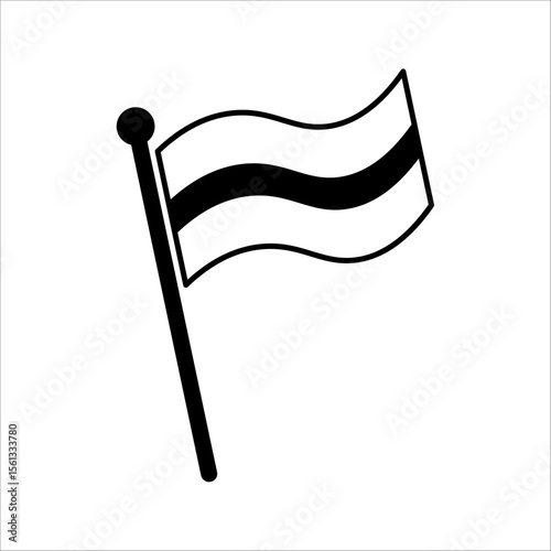 black and white flag waving on pole