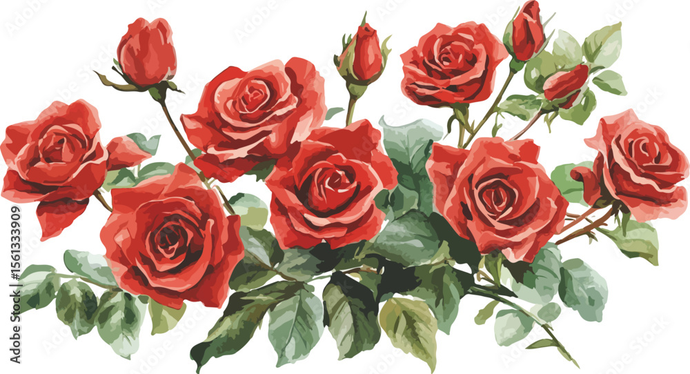 Obraz premium Beautiful red rose bouquet, a symbol of love and romance, isolated on white
