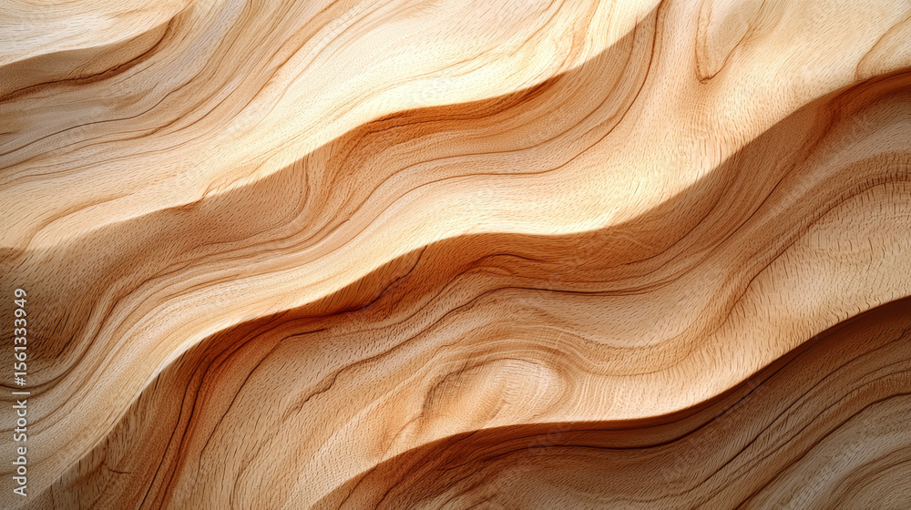 Fototapeta premium Graceful wood grain pattern with soft brown and beige hues, perfect for organic textured backgrounds