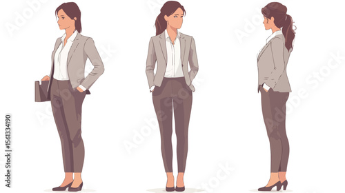 Modern Business Woman Working in Hybrid Environment - Flat Vector Illustration