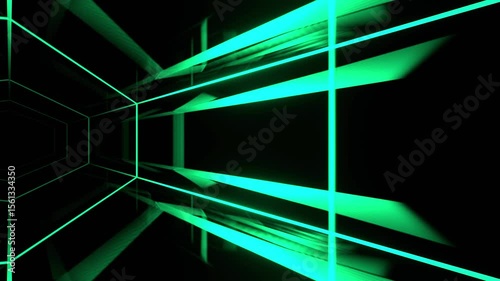 Neon Green Sci-Fi Tunnel Loop.A mesmerizing neon green sci-fi tunnel on a black background, perfect for seamless loop playback. Ideal for dynamic and futuristic visuals.
