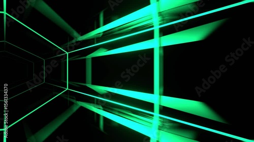 Neon Green Sci-Fi Tunnel Loop.A mesmerizing neon green sci-fi tunnel on a black background, perfect for seamless loop playback. Ideal for dynamic and futuristic visuals.
