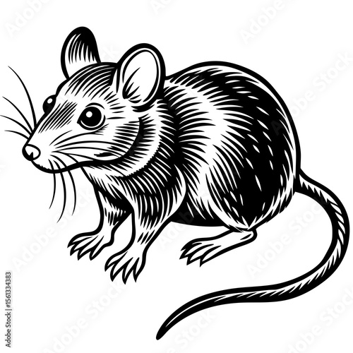 vector illustration of a white rat