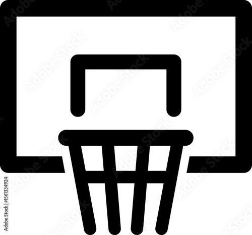 Vector icon of basketball hoop and net in flat modern style.