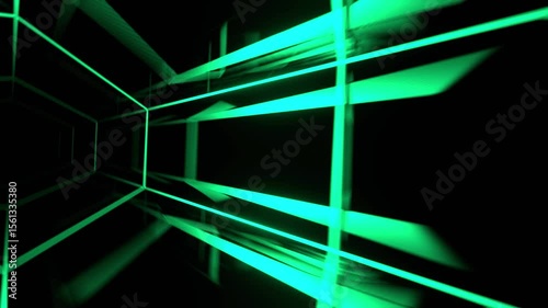 Neon Green Sci-Fi Tunnel Loop.A mesmerizing neon green sci-fi tunnel on a black background, perfect for seamless loop playback. Ideal for dynamic and futuristic visuals.
