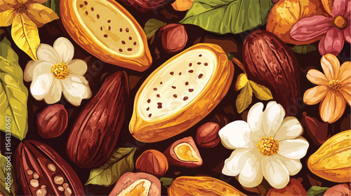 Cacao Sketch Design Flat Vector Illustration