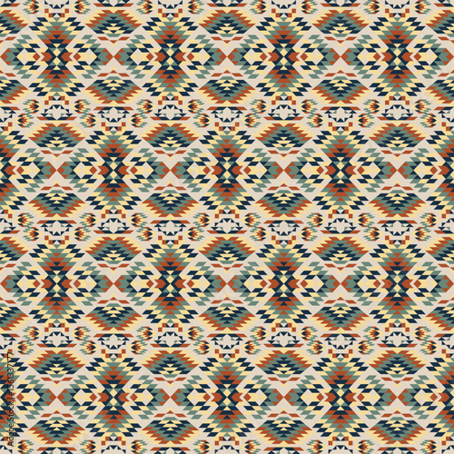 American tribal ethnic native pattern seamless.Traditional Navajo,Aztec,Apache,Southwest and Mexican style fabric pattern.Abstract vector motif pattern.For fabric,clothing,blanket,woven,wrap,decorate.