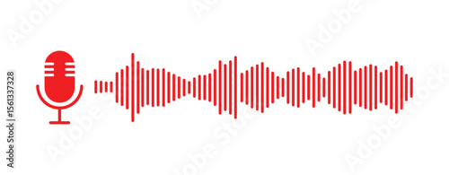 Sound wave icon. Music symbol. Microphone sound wave. podcast player interface Vector illustration. stock image.
