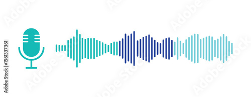Sound wave icon. Music symbol. Microphone sound wave. podcast player interface Vector illustration. stock image.
