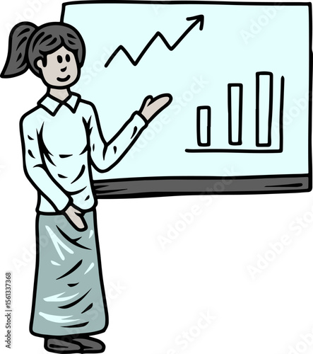 Woman Presenting Charts on Whiteboard