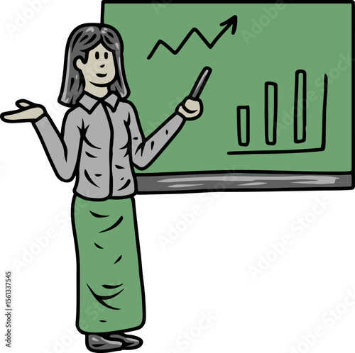 Female Teacher Presenting at Whiteboard