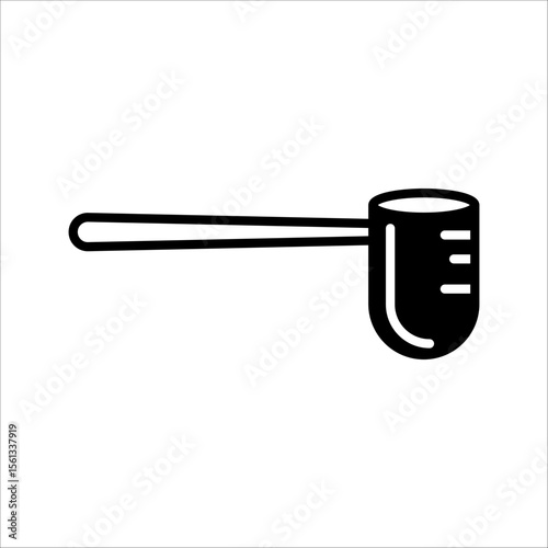 Measuring spoon icon, used for dry powder Black illustration of spoon with sports nutrition, flour, sugar, salt. Cooking contour isolated vector symbol