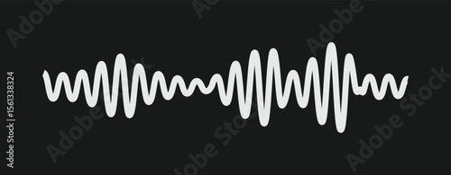 Black Sound Wave Vector – Audio Signal Line Icon for Podcast, Music, and Voice Interface Design on White Background