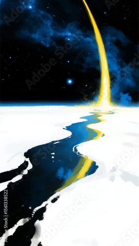 Aurora Borealis Over Snowy Landscape