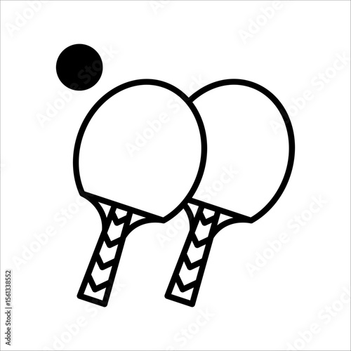 Ping pong vector icon on black and white background. color editable