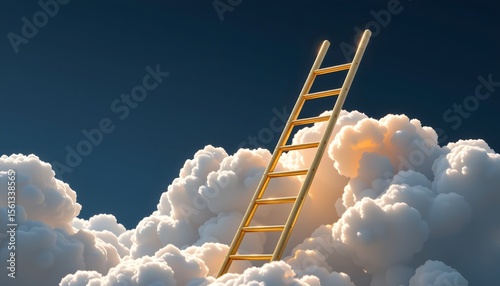 A golden ladder reaching up into the clouds against a clear blue sky, symbolizing career growth, ambition, and the path to success.