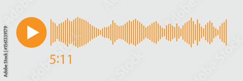 Sound wave decibel audio record simple voice message icon isolated on white background. Podcast player, music track.
