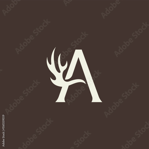 Letter A One Side Antlers
