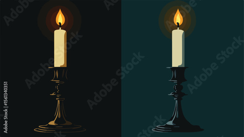 Elegant Candle Light Lamp Flat Vector Illustration