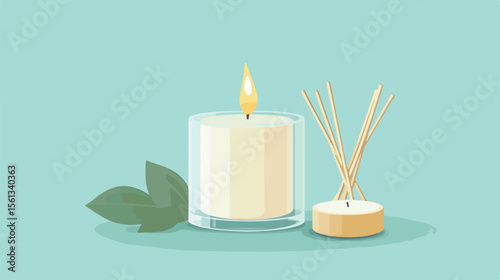 Aromatherapy Candle and Incense Stick Vector Illustration