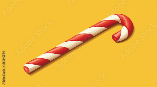 Vibrant Candy Cane Vector Illustration on Yellow Background