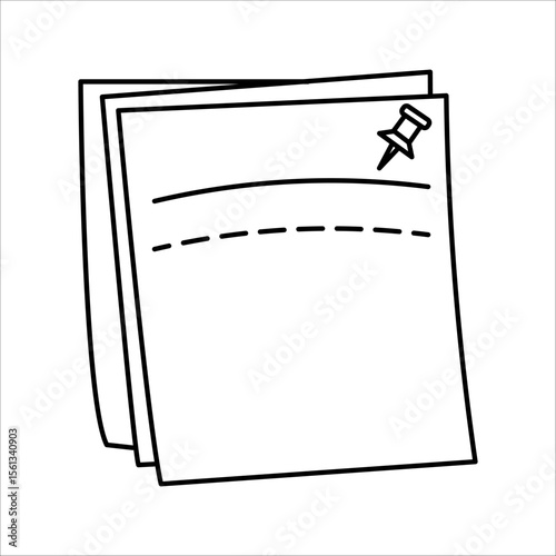 sticky note icon. Thin linear sticky note line icon isolated on black and white background. Sticky note line vector sign, symbol for web and mobile