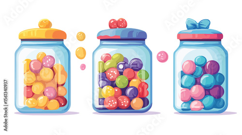 Colorful Candy Jars Flat Vector Illustration