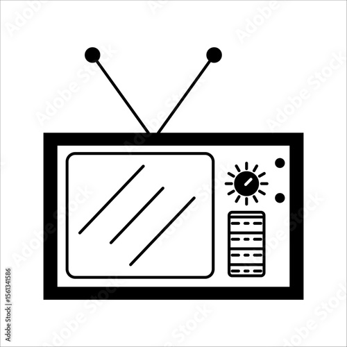 Television icon representing broadcasting, media and visual communication