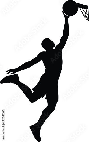 Basketball Dunk Pose Silhouette