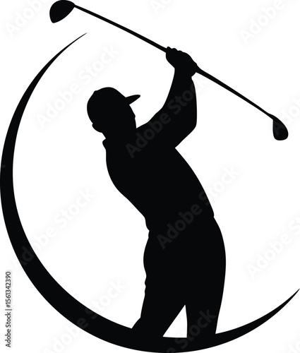 Golfer Swinging Silhouette Design