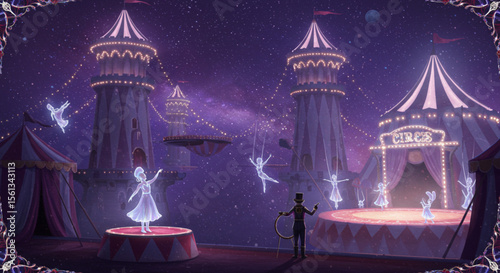 Enchanted Cosmic Circus A Fantasy Illustration