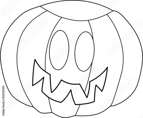 Halloween pumpkin illustration, outline, vector, silhouette, coloring page on white background