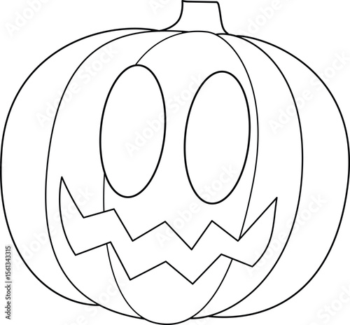Halloween pumpkin illustration, outline, vector, silhouette, coloring page on white background