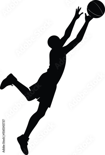 Basketball Dunk Pose Silhouette