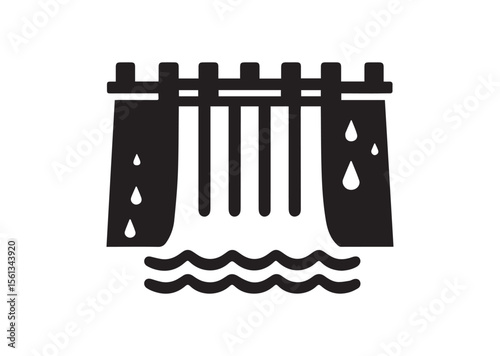 Water Dam Silhouette Vector